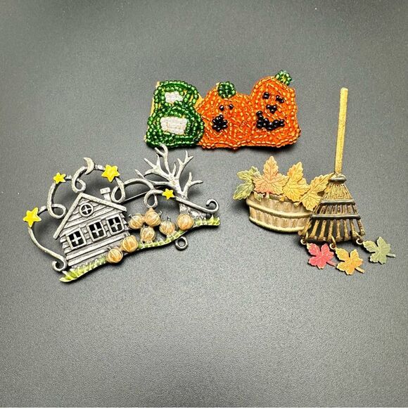 Fall Halloween Harvest theme Brooch Pin lot - Picture 5 of 5